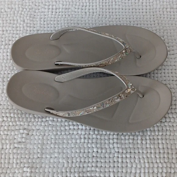 Skechers Taupe Beaded Women's Sandals - Picture 8 of 14